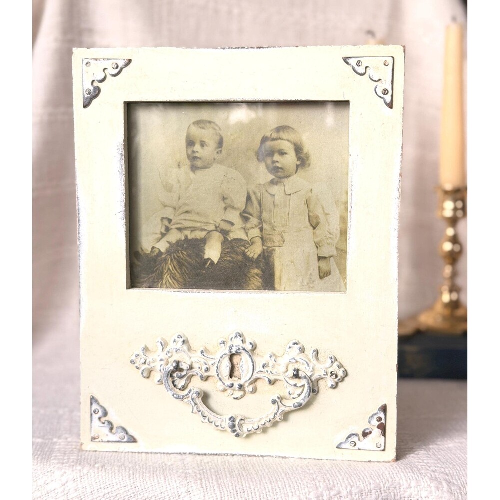 Vintage Style Distressed Cream Photo Frame, French Country Ornate Frame